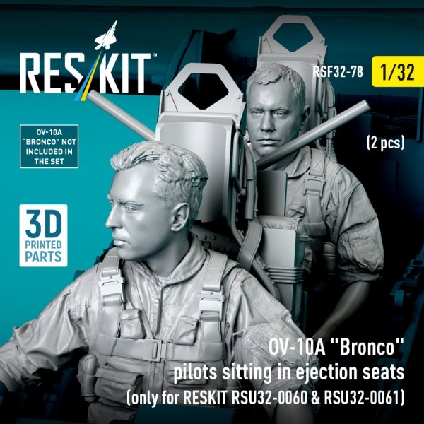 RESKIT RSF32-0079 OV-10A &quot;Bronco&quot; pilots sitting in ejection seats (2 pcs) (only for RESKIT RSU32-0060 &amp; RSU32-0061) (3D Printed) 1/32