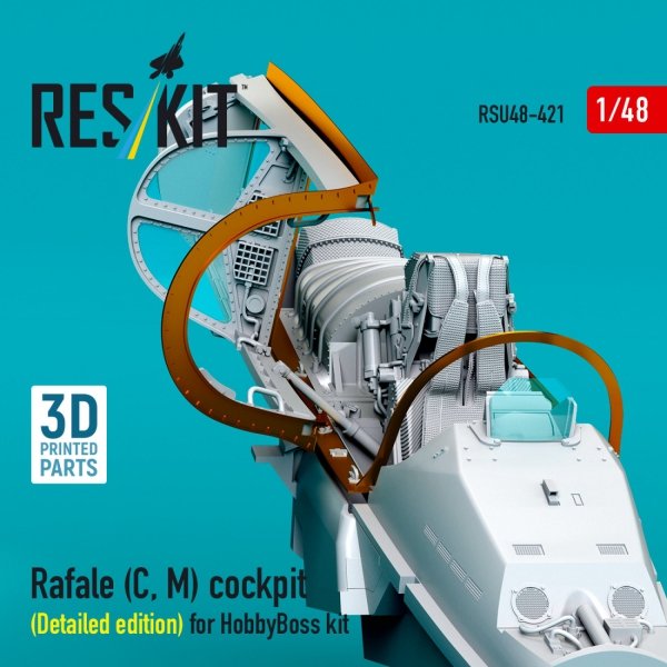 RESKIT RSU48-0421 Rafale (C, M) cockpit (Detailed edition) for HobbyBoss kit (3D printed) (1/48) 