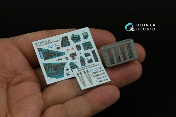 Quinta Studio QD+72184 Mi-24V 3D-Printed &amp; coloured Interior on decal paper (Hobby Boss/ARK Models) (with 3D-printed resin parts) 1/72