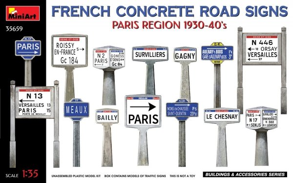 MiniArt 35659 FRENCH CONCRETE ROAD SIGNS. PARIS REGION 1930-40’s 1/35