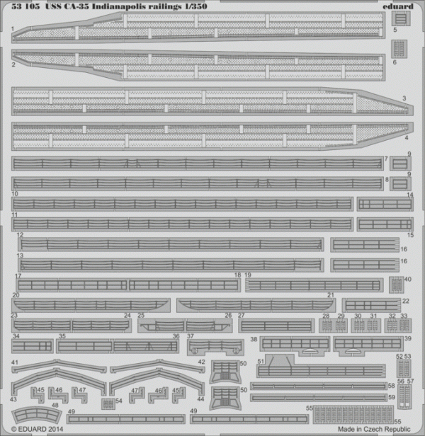 Eduard 53105 USS CA-35 Indianapolis railings ACADEMY 1/350