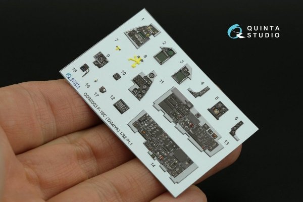Quinta Studio QDS-32003 F-16C 3D-Printed &amp; coloured Interior on decal paper ( Tamiya ) (small version) 1/32