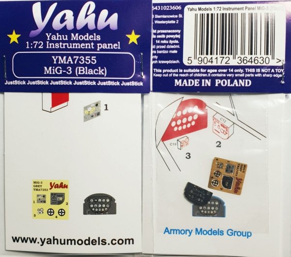 Yahu YMA7355 Mikoyan MiG-3 - Black Cockpit (for Armory kits) 1/72