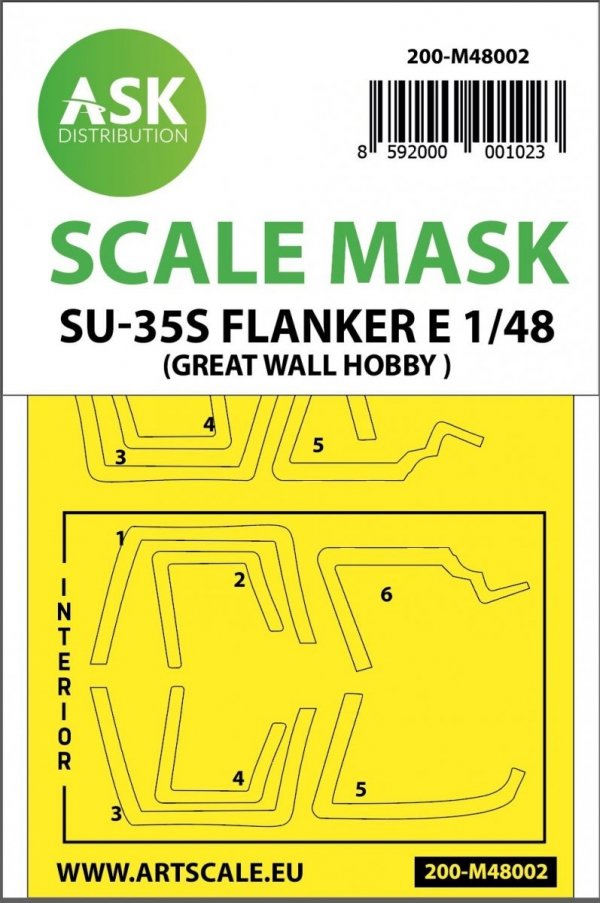 ASK M48002 Su-35S Flanker E double-sided painting mask for Great Wall Hobby 1/48