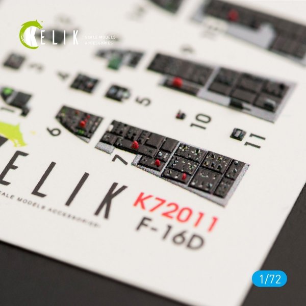 KELIK K72011 F-16D &quot;FIGHTING FALCON&quot; INTERIOR 3D DECALS FOR KINETIC KIT 1/72