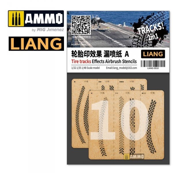 Liang 0010 Tire Tracks Effects Airbrush Stencils A