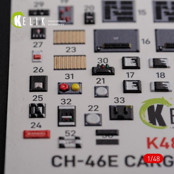 KELIK K48091 CH-46E Cargo compartment interior 3D decals for Academy kit 1/48