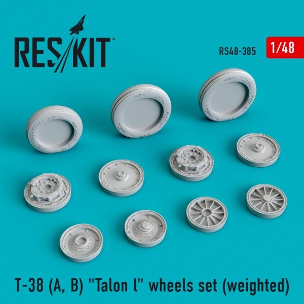 RESKIT RS48-0385 T-38 (A, B) &quot;TALON L&quot; WHEELS SET (WEIGHTED) 1/48