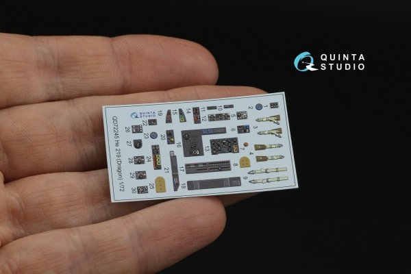 Quinta Studio QD72245 He 219 3D-Printed &amp; coloured Interior on decal paper (Dragon) 1/72