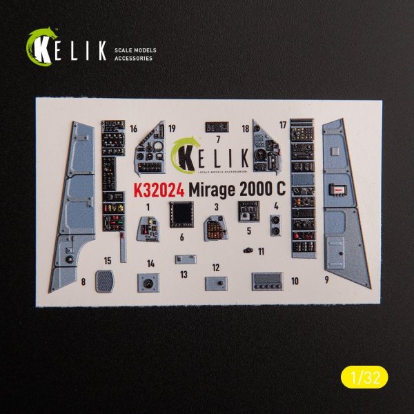 KELIK K32024 Mirage 2000C - interior 3D decals for Kitty Hawk/Zimi models kit 1/32