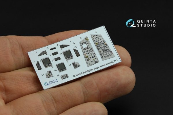 Quinta Studio QD48306 Eurofighter single seater 3D-Printed &amp; coloured Interior on decal paper (Revell) 1/48