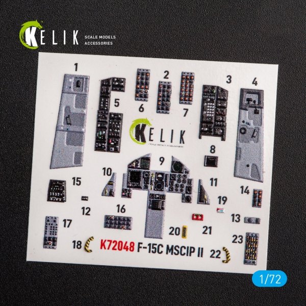 KELIK K72048 F-15C MSIP II EAGLE INTERIOR 3D DECALS FOR GWH 1/72
