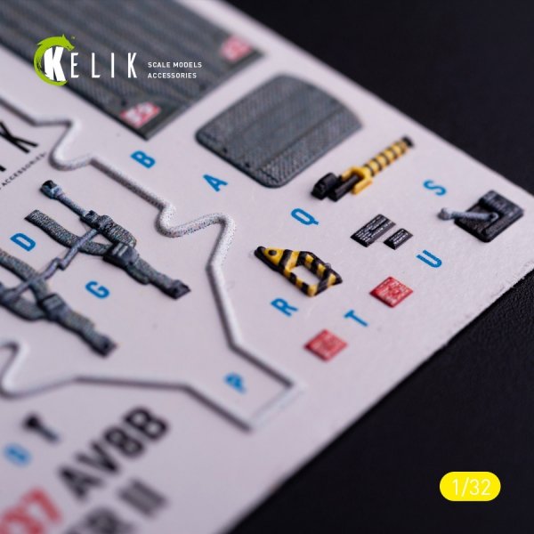 Kelik K32037 AV-8 Harrier - interior 3D decals for Trumpeter kit (1/32)