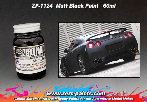 Zero Paints ZP-1124 Matt Black Paint (Flat Black) - 60ml