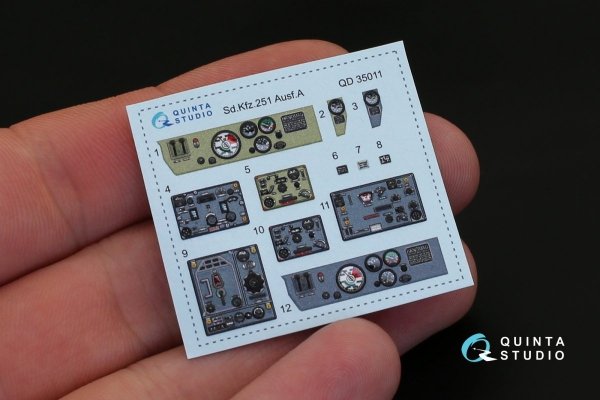 Quinta Studio QD35011 KFZ 251 Ausf.A 3D-Printed &amp; coloured Interior on decal paper (for ICM kits) 1/35