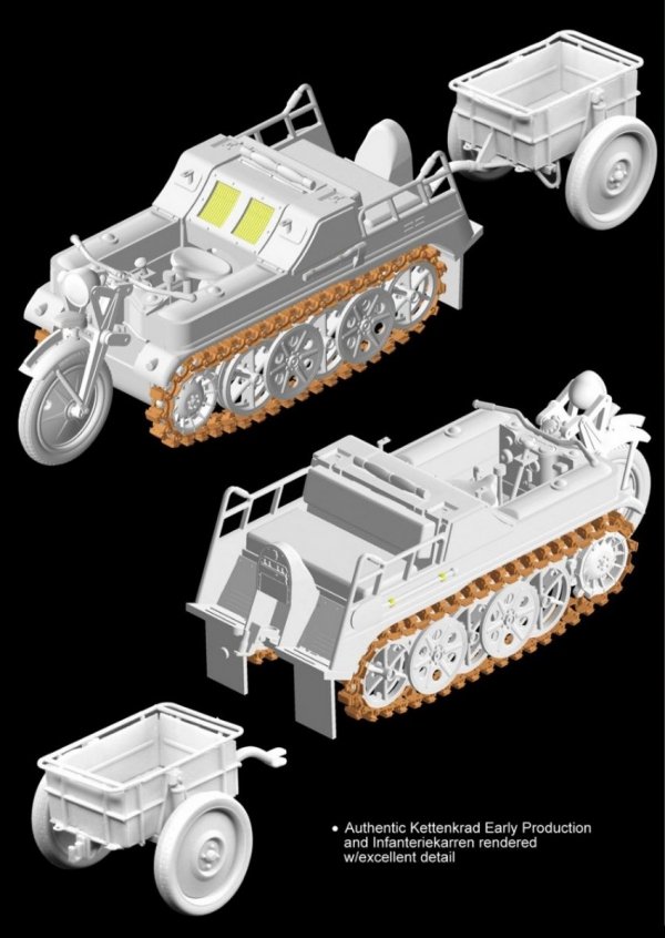 Dragon 6341 Sd.Kfz.2 Kettenkrad Early Production w/Infanteriekarren 1:35