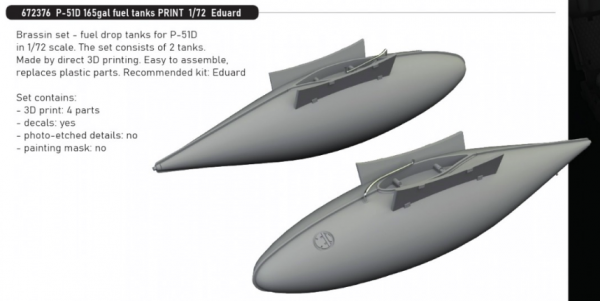 Eduard 672376 P-51D 165gal fuel tanks PRINT EDUARD 1/72
