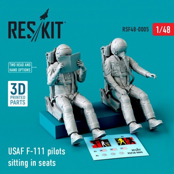 RESKIT RSF48-0005 USAF F-111 PILOTS SITTING IN SEATS (2 PCS) (3D PRINTED) 1/48