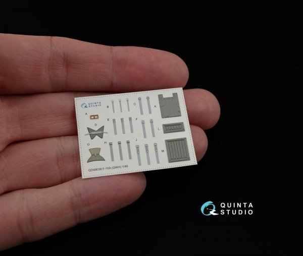 Quinta Studio QD48038 F-15A 3D-Printed &amp; coloured Interior on decal paper (for GWH kit) 1/48