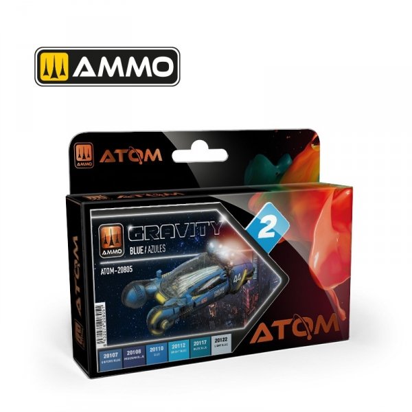AMMO of Mig Jimenez 20805 ATOM Gravity Blue Set 6x20ml