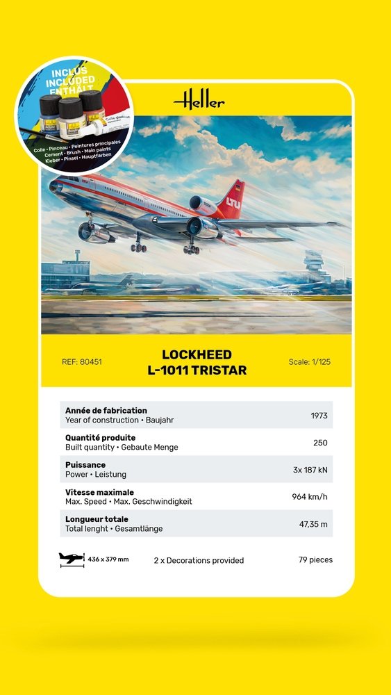 Heller 56451 Starter Kit - Lockheed L-1011 Tristar 1/125