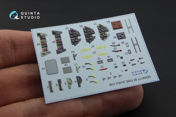 Quinta Studio QD48177 Bf 109E 3D-Printed &amp; coloured Interior on decal paper (for Airfix kit) 1/48