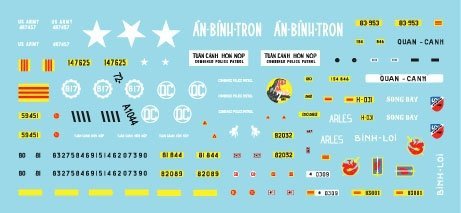 Star Decals 72-A1044 Vietnam 3. CMP C15TA, V-100 Commando, M151 Mutt, M35A1 Truck, M8 Greyhound, Panhard AML 178 1/72
