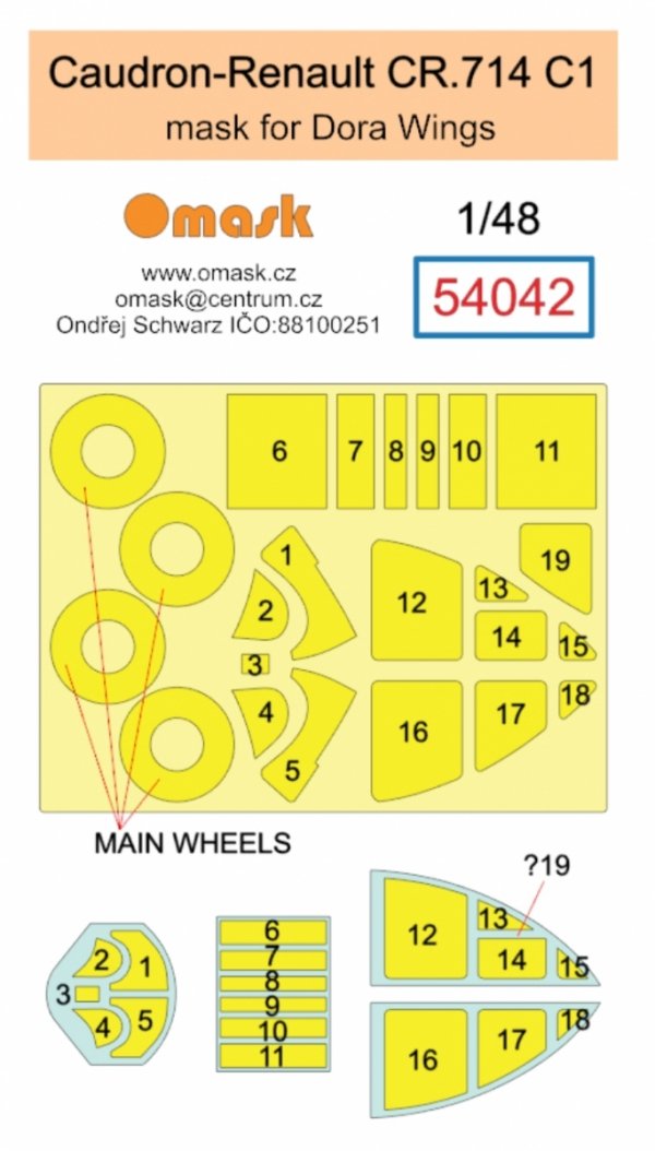Omask 54042 Caudron-Renault CR.714 mask C1 (for Dora Wings) 1/48