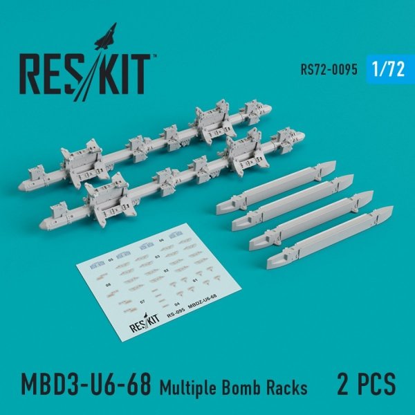 RESKIT RS72-0095 MBD3-U6-68 MULTIPLE BOMB RACKS (2 PCS) 1/72