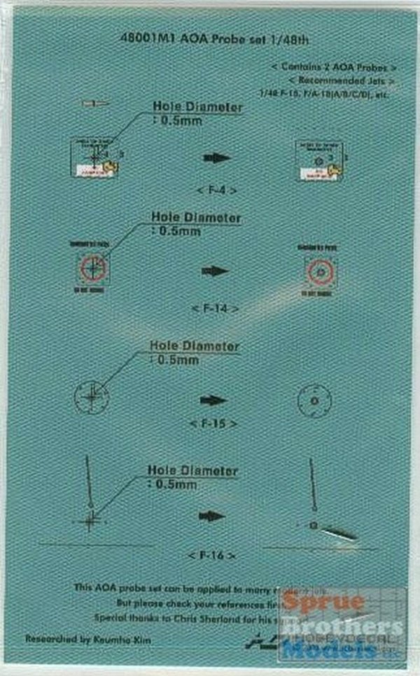 HobbyDecal MT48001V1 AOA Probe Set 1/48