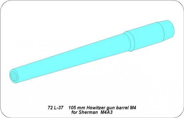 Aber 72L-37 Lufa 105mm haubica M4 do czołgu Sherman M4A3 /  U.S. 105mm Howitzer M4 tank Barrel for M4A3 1/72