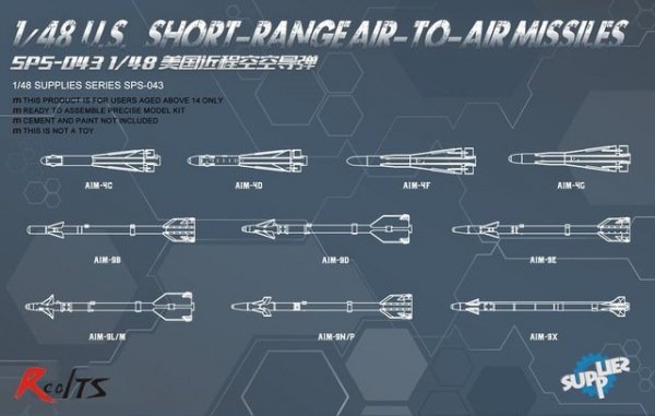 Meng Model SPS-043 U.S. Short-Range Air-to-Air Missiles 1/48