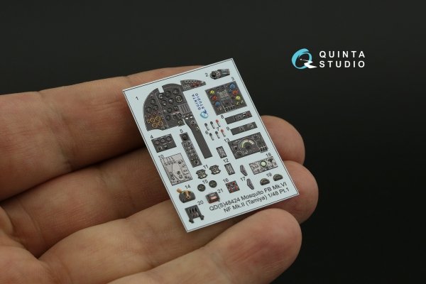 Quinta Studio QDS-48424 Mosquito FB Mk.VI/NF Mk.II 3D-Printed coloured Interior on decal paper (Tamiya) (Small version) 1/48
