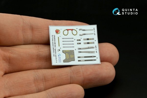 Quinta Studio QD+48341 F-4G early 3D-Printed &amp; coloured Interior on decal paper (Meng) (with 3D-printed resin parts) 1/48