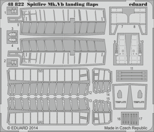 Eduard 48822 Spitfire Mk. V landing flaps  AIRFIX 1/48