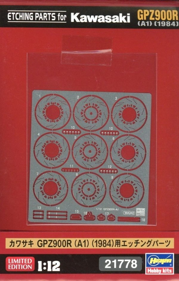 Hasegawa 21778 Kawasaki GPZ900R (A1) Etching Parts 1/12