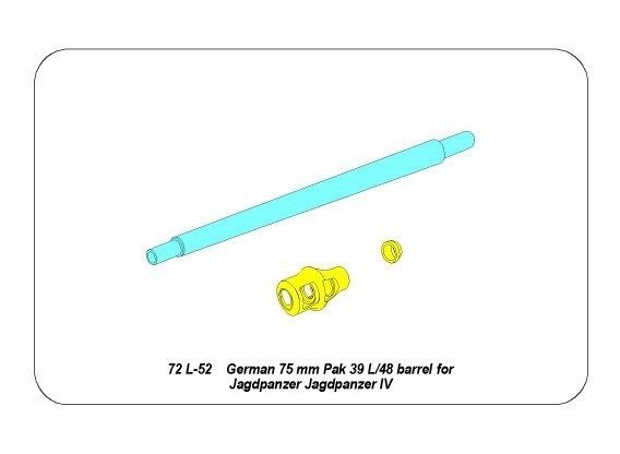 Aber 72L-52 Lufa 75mm Pak 39/L/48 do niemieckiego działa Jagdpanzer IV / German 75mm Pak 39/L/48 gun barrel for Jagdpanzer IV 1/72