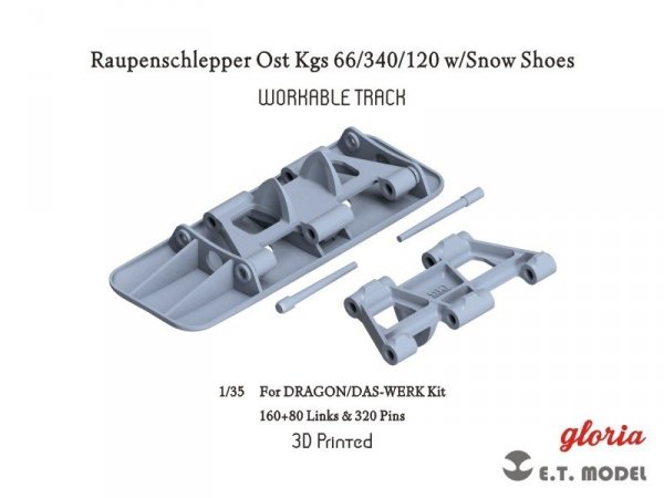 E.T. Model P35-030 Raupenschlepper Ost Kgs 66/340/120 w/Snow Shoes Workable Track ( 3D Printed ) 1/35