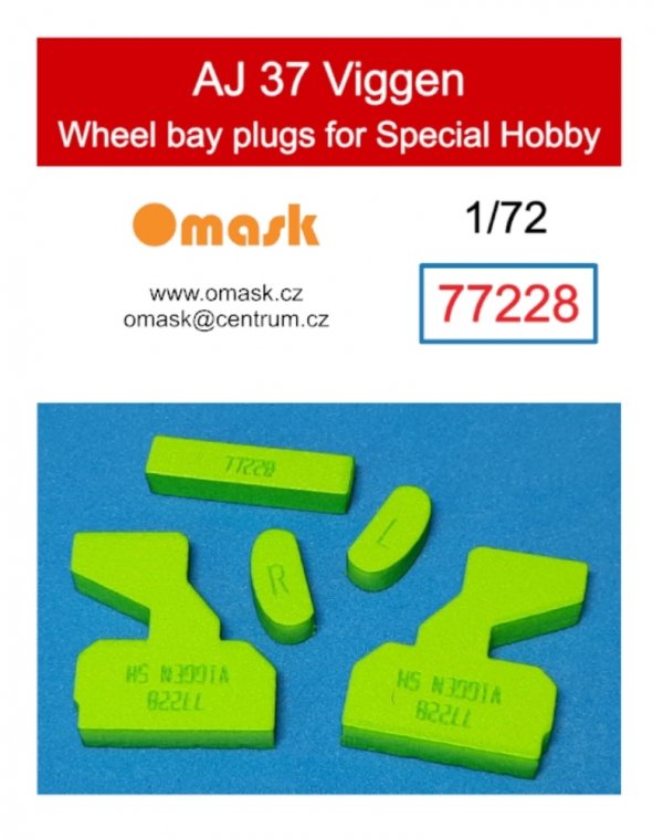 Omask 77228 AJ 37 Viggen wheel bay plugs (for Special Hobby) 1/72