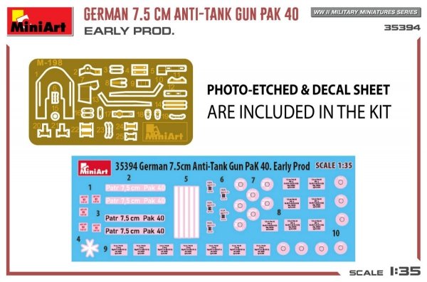 MiniArt 35394 GERMAN 7.5CM ANTI-TANK GUN PAK 40. EARLY PROD 1/35