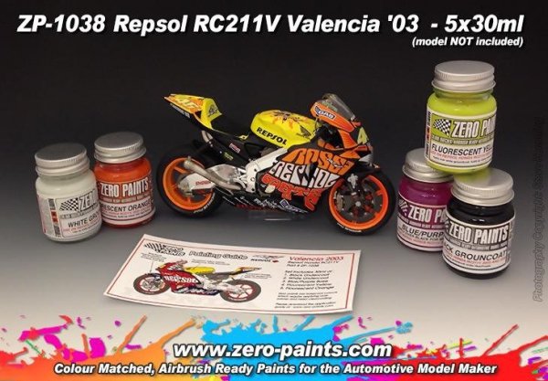 Zero Paints ZP-1038 Repsol RC211V Valencia '03 Paint Set 5x30ml