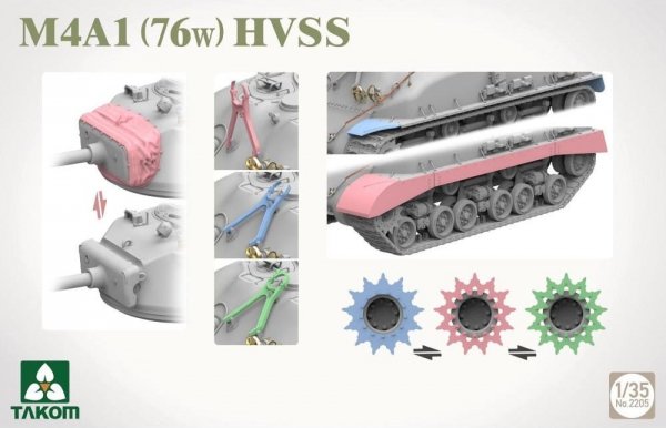 Takom 2205W M4A1(76w)HVSS + M1 Super Sherman + US Army Tank Crewman Sherman Box Limited Edition 1/35