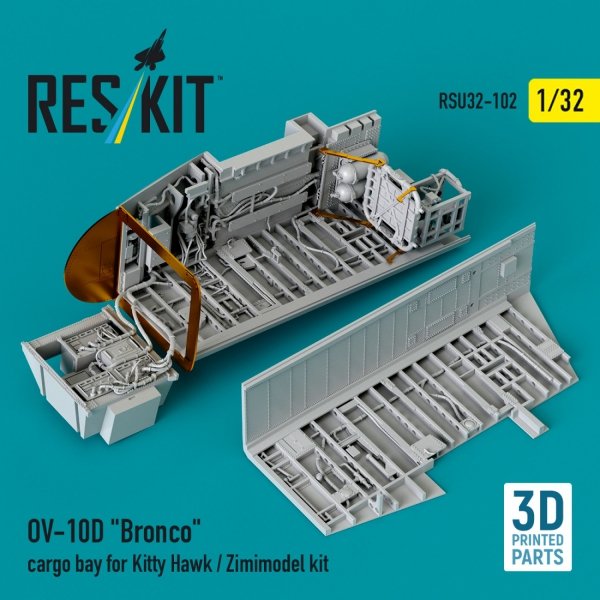 RESKIT RSU32-0102 OV-10D &quot;Bronco&quot; cargo bay for Kitty Hawk/Zimimodel kit (3D Printed) 1/32