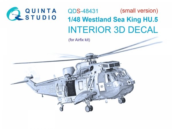 Quinta Studio QDS-48431 Westland Sea King HU.5 3D-Printed &amp; coloured Interior on decal paper (Airfix) (Small version) 1/48