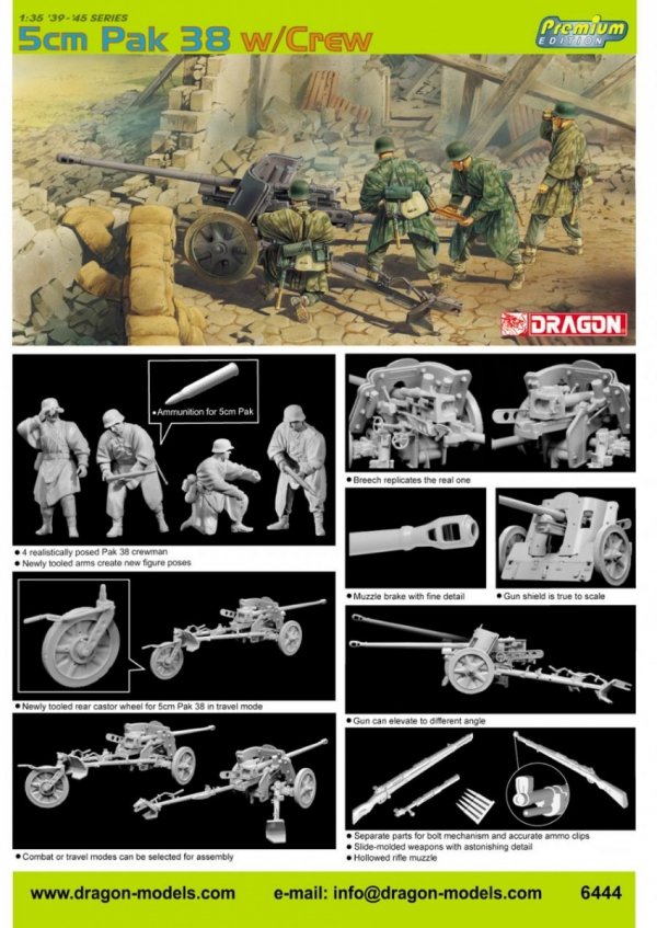 Dragon 6444 5cm Pak 38 w/crew 1/35