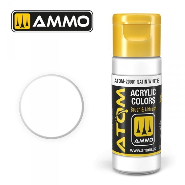 AMMO of Mig Jimenez 20001 ATOM COLOR White Satin 20ml