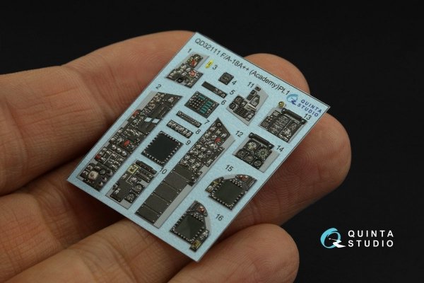 Quinta Studio QDS-32111 F/A-18A++ 3D-Printed &amp; coloured Interior on decal paper (Academy) (Small version) 1/32
