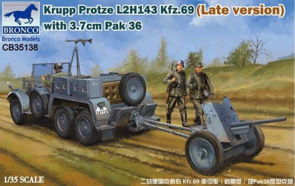 Bronco CB35138 Krupp Protze L2H143 Kfz.69 (Late version) with 3.7cm Pak 36 1/35