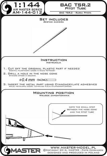 Master AM-144-012 BAC TSR.2 - Pilot Tube 1:144
