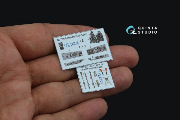 Quinta Studio QD72109 MiG-21PFM Gray panels 3D-Printed &amp; coloured Interior on decal paper (Eduard) 1/72